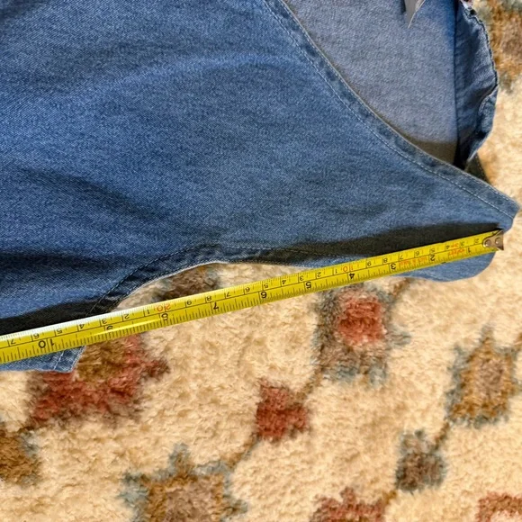 Vtg Torpedo International Blue Jean Denim Button Up Jumper Retro Pockets CATS S - Picture 6 of 8